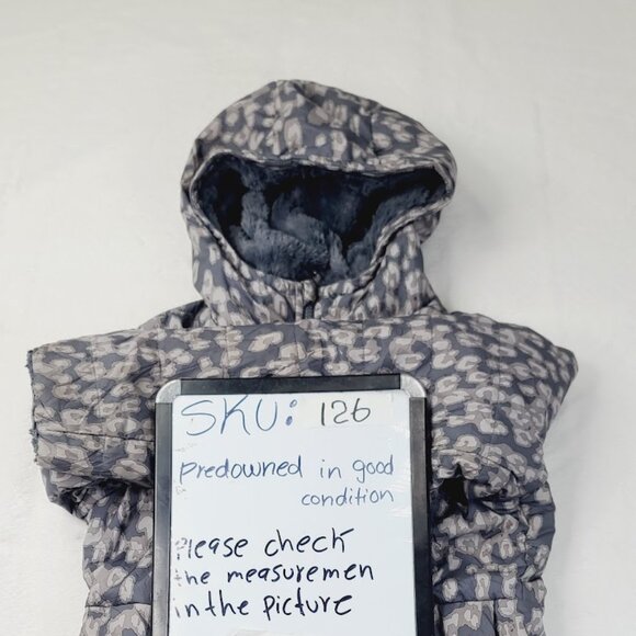 The North Face Girl's Black Mossbud Swirl Cheetah Reversible Parka Jacket Sz M - Picture 7 of 7